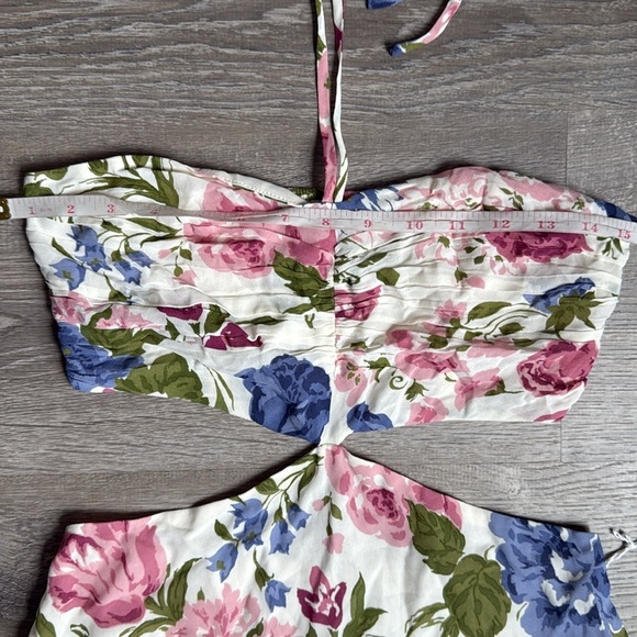 NEW Reformation Riya Cutout Floral-print Crepe Midi Dress - White 4 - Picture 9 of 16